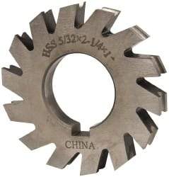 Value Collection - 5/64" Radius, 5/32" Circle Diam, 2-1/4" Cutter Diam, 0.1563" Cutting Width, Arbor Connection, Concave Radius Cutter - High Speed Steel, Oxide Finish, Form Relieved, 10 Teeth - All Tool & Supply