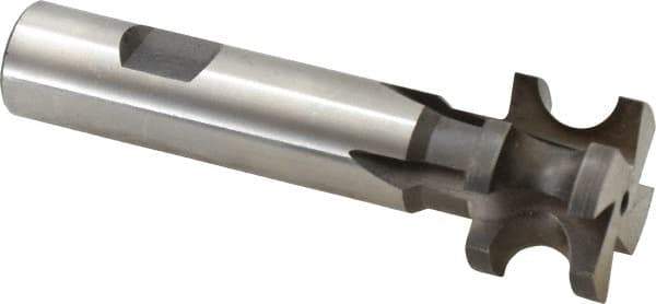 Made in USA - 1/4" Radius, 1/2" Circle Diam, 1-1/4" Diam x 0.822" Wide Cut, High Speed Steel Concave Radius Cutter - 4" OAL, 3/4" Shank Diam, Shank Connection, Uncoated, Form Relieved, 4 Teeth, Weldon Flat - All Tool & Supply