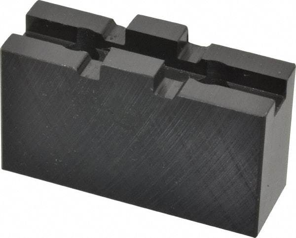 Bison - 5" Chuck Capacity, Tongue & Groove Attachment, Square Soft Lathe Chuck Jaw - 1 Jaw, Steel, 1-1/4" Btw Mount Hole Ctrs, 2-1/2" Long x 7/8" Wide x 1.52" High, 5/16" Groove - All Tool & Supply