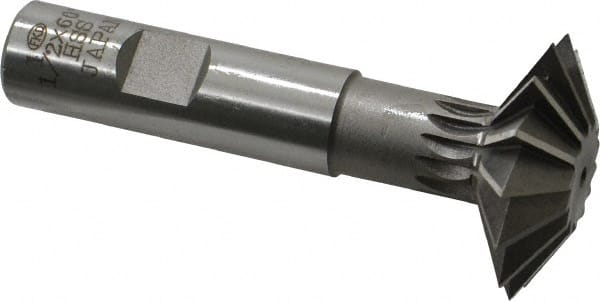 Interstate - 1-1/2° 1-1/2" Cut Diam, 1/2" Cut Width, 5/8" Shank, High Speed Steel Double-Angle Cutter - All Tool & Supply