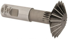 Interstate - 2-1/4° 2-1/4" Cut Diam, 3/4" Cut Width, 7/8" Shank, High Speed Steel Double-Angle Cutter - All Tool & Supply