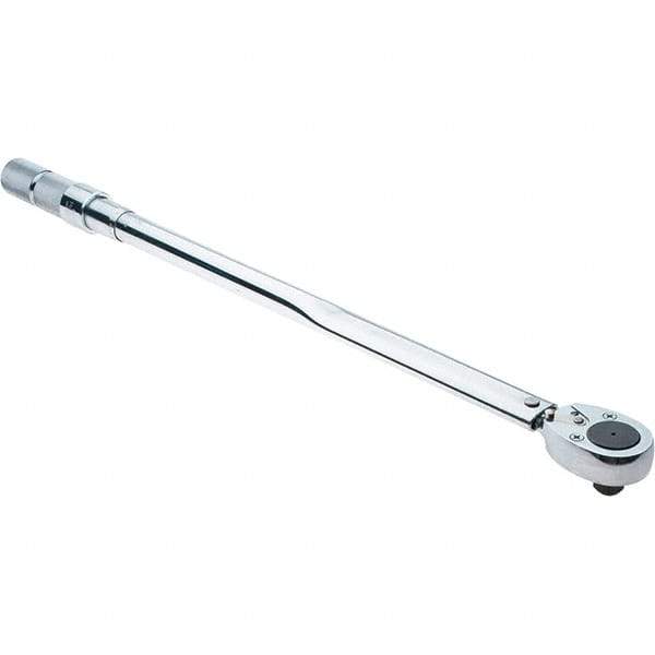 Proto - 3/4" Drive Micrometer Type Ratchet Head Torque Wrench - 142 N/m to 428 N/m Torque, 32-23/32" OAL, 1.7 N/m Graduation, Ratchet Head - All Tool & Supply