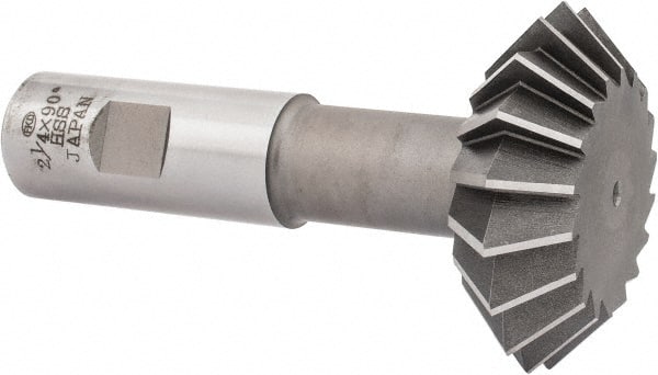 Interstate - 2-1/4° 2-1/4" Cut Diam, 3/4" Cut Width, 7/8" Shank, High Speed Steel Double-Angle Cutter - All Tool & Supply