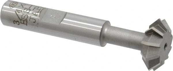 Interstate - 3/4° 3/4" Cut Diam, 1/4" Cut Width, 3/8" Shank, Cobalt Double-Angle Cutter - All Tool & Supply