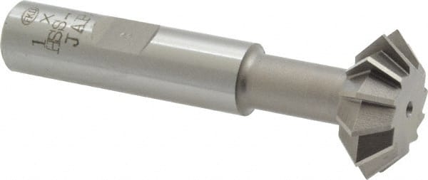 Interstate - 1° 1" Cut Diam, 3/8" Cut Width, 1/2" Shank, Cobalt Double-Angle Cutter - All Tool & Supply