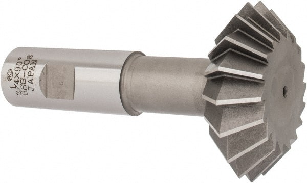 Interstate - 2-1/4° 2-1/4" Cut Diam, 3/4" Cut Width, 7/8" Shank, Cobalt Double-Angle Cutter - All Tool & Supply