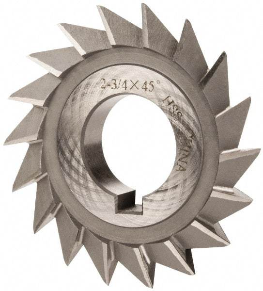 Value Collection - 2-3/4" Diam x 1/2" Width of Cut, 45° Included Angle, Arbor Connection, High Speed Steel Single Angle Cutter - Right Hand Cut, Oxide Finish - All Tool & Supply