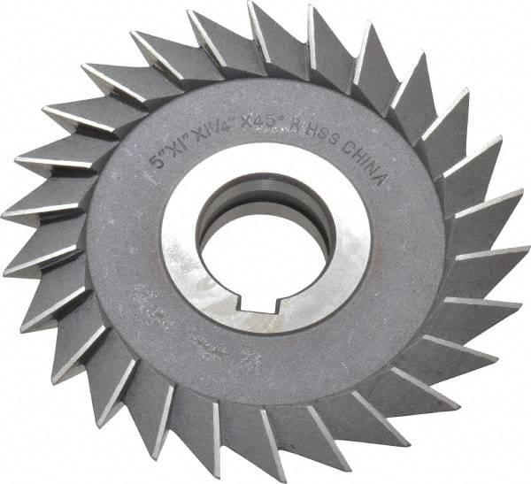 Value Collection - 5" Diam x 1" Width of Cut, 45° Included Angle, Arbor Connection, High Speed Steel Single Angle Cutter - Right Hand Cut, Oxide Finish - All Tool & Supply