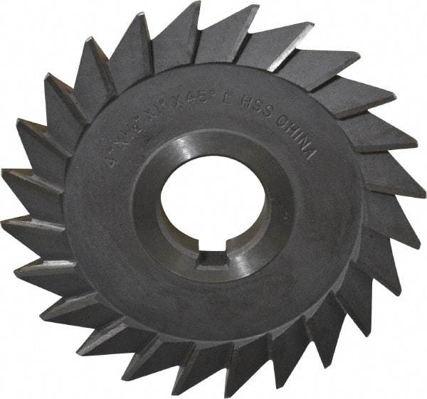 Value Collection - 4" Diam x 1/2" Width of Cut, 45° Included Angle, Arbor Connection, High Speed Steel Single Angle Cutter - Left Hand Cut, Oxide Finish - All Tool & Supply