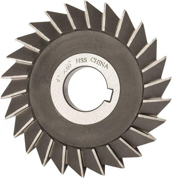 Value Collection - 4" Diam x 1/2" Width of Cut, 60° Included Angle, Arbor Connection, High Speed Steel Single Angle Cutter - Right Hand Cut, Oxide Finish - All Tool & Supply