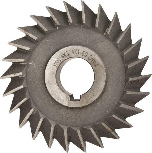 Value Collection - 4" Diam x 3/4" Width of Cut, 60° Included Angle, Arbor Connection, High Speed Steel Single Angle Cutter - Right Hand Cut, Oxide Finish - All Tool & Supply