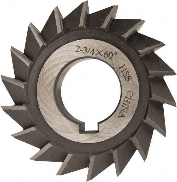 Value Collection - 2-3/4" Diam x 1/2" Width of Cut, 60° Included Angle, Arbor Connection, High Speed Steel Single Angle Cutter - Left Hand Cut, Oxide Finish - All Tool & Supply