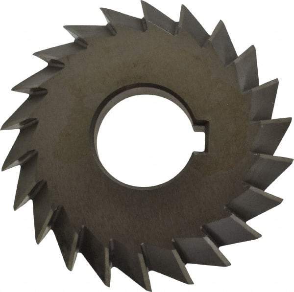 Value Collection - 3" Diam x 5/8" Width of Cut, 60° Included Angle, Arbor Connection, High Speed Steel Single Angle Cutter - Left Hand Cut, Uncoated - All Tool & Supply