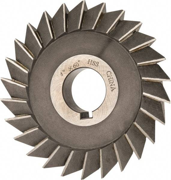 Value Collection - 4" Diam x 3/4" Width of Cut, 60° Included Angle, Arbor Connection, High Speed Steel Single Angle Cutter - Left Hand Cut, Oxide Finish - All Tool & Supply