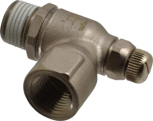 Legris - 1/2" NPT Mini Swivel Flow Control Regulator - 0 to 145 psi, Treated Brass Material & Viton O-Ring - All Tool & Supply