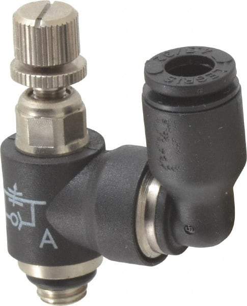 Legris - 5/32" OD x 10-32 UNF Miniature Swivel Outlet Flow Control Regulator - 0 to 145 psi & Nylon Material - All Tool & Supply