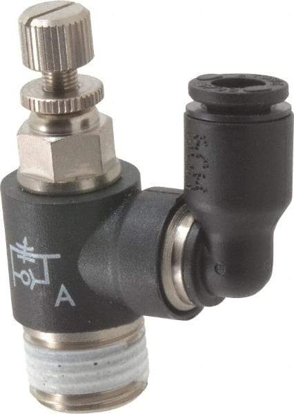 Legris - 5/32" OD x 1/8" NPT Miniature Swivel Outlet Flow Control Regulator - 0 to 145 psi & Nylon Material - All Tool & Supply