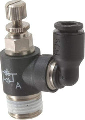 Legris - 5/32" OD x 1/8" NPT Miniature Swivel Outlet Flow Control Regulator - 0 to 145 psi & Nylon Material - All Tool & Supply