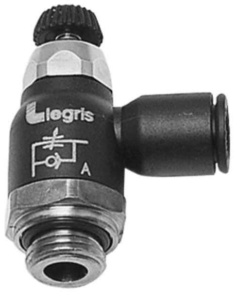 Legris - 12mm Tube OD x 1/2 Male BSPT Compact Meter Out Flow Control Valve - 14.5 to 145 psi, Nylon - All Tool & Supply