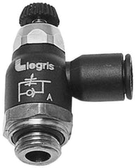 Legris - 10mm Tube OD x 3/8 Male BSPT Compact Meter Out Flow Control Valve - 14.5 to 145 psi, Nylon - All Tool & Supply