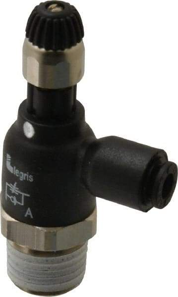 Legris - 5/32" Tube OD x 1/4 Male NPT Compact Meter Out Flow Control Valve - 14.5 to 145 psi, Nylon - All Tool & Supply