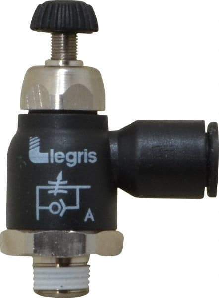 Legris - 8mm Tube OD x 1/8 Male BSPT Compact Meter Out Flow Control Valve - 14.5 to 145 psi, Nylon - All Tool & Supply