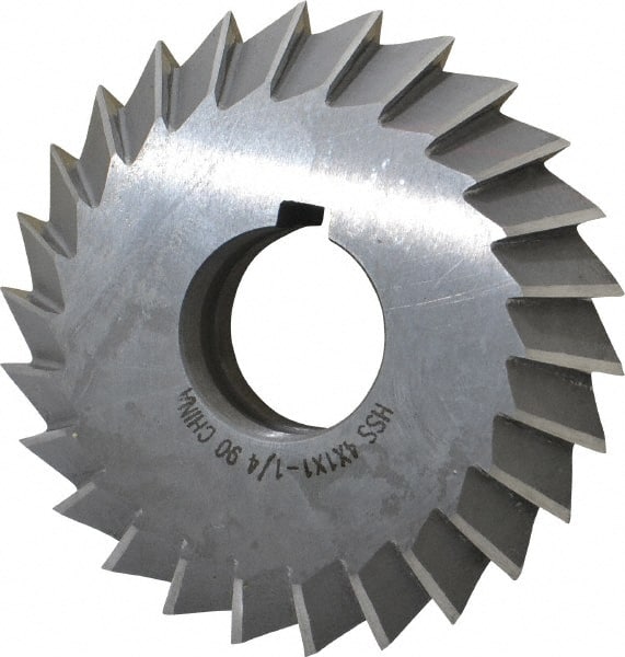 Value Collection - 4° 4" Cut Diam, 1" Cut Width, 1-1/4" Arbor, High Speed Steel Double-Angle Cutter - All Tool & Supply