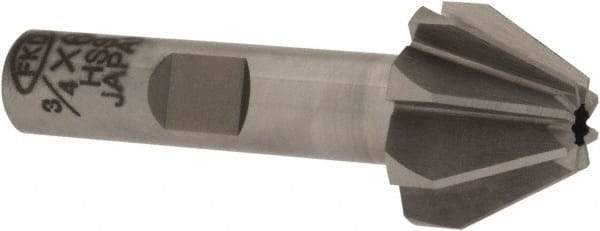 Interstate - 3/4" Large x 5/16" Small Diam, 17/32" Width of Cut, 60° Included Angle, High Speed Steel Face Angle Cutter - 3/8" Shank Diam, 2-3/32" Overall Length, Weldon Flat - All Tool & Supply