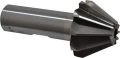 Interstate - 1-1/4" Large x 1/2" Small Diam, 25/32" Width of Cut, 60° Included Angle, High Speed Steel Face Angle Cutter - 5/8" Shank Diam, 2-21/32" Overall Length, Weldon Flat - All Tool & Supply