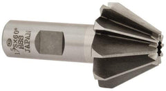 Interstate - 1-5/8" Large x 5/8" Small Diam, 1-1/16" Width of Cut, 60° Included Angle, High Speed Steel Face Angle Cutter - 3/4" Shank Diam, 3-1/16" Overall Length, Weldon Flat - All Tool & Supply