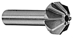 Made in USA - 1-5/8" Large x 5/8" Small Diam, 11/16" Width of Cut, 60° Included Angle, 12 Teeth, High Speed Steel Face Angle Cutter - 3/4" Shank Diam, 3-1/16" Overall Length, Weldon Flat - All Tool & Supply