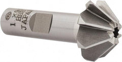 Interstate - 1" Large x 3/8" Small Diam, 7/16" Width of Cut, 90° Included Angle, High Speed Steel Face Angle Cutter - 1/2" Shank Diam, 2-3/16" Overall Length, Weldon Flat - All Tool & Supply