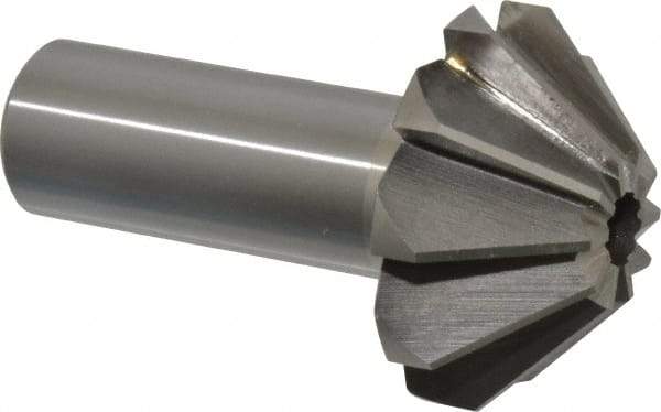 Interstate - 1-5/8" Large x 5/8" Small Diam, 11/16" Width of Cut, 90° Included Angle, High Speed Steel Face Angle Cutter - 3/4" Shank Diam, 2-11/16" Overall Length, Weldon Flat - All Tool & Supply