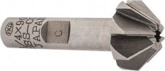 Interstate - 3/4" Large x 5/16" Small Diam, 3/8" Width of Cut, 90° Included Angle, Cobalt Face Angle Cutter - 3/8" Shank Diam, 1-15/16" Overall Length, Weldon Flat - All Tool & Supply