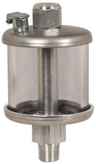 LDI Industries - 1 Outlet, Polymer Bowl, 73.9 mL No Flow Control Oil Reservoir - 1/4 NPTF Outlet, 2" Diam x 3-3/4" High, 60°C Max - All Tool & Supply