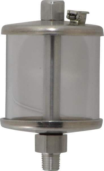 LDI Industries - 1 Outlet, Polymer Bowl, 73.9 mL No Flow Control Oil Reservoir - 1/8 NPTF Outlet, 2" Diam x 3-1/2" High, 60°C Max - All Tool & Supply