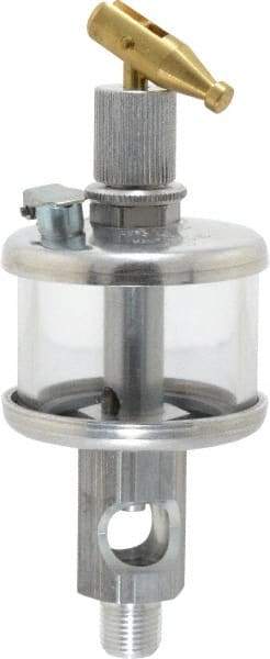 LDI Industries - 1 Outlet, Polymer Bowl, 18.5 mL Manual-Adjustable Oil Reservoir - 1/8 NPTF Outlet, 1-1/2" Diam x 4-9/16" High, 71.11°C Max - All Tool & Supply