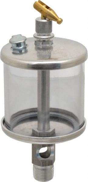 LDI Industries - 1 Outlet, Polymer Bowl, 147.9 mL Manual-Adjustable Oil Reservoir - 3/8 NPTF Outlet, 2-1/2" Diam x 6-3/8" High, 71.11°C Max - All Tool & Supply