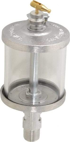 LDI Industries - 1 Outlet, Glass Bowl, 266.2 mL Manual-Adjustable Oil Reservoir - 1/2 NPTF Outlet, 3" Diam x 7.81" High, 121.11°C Max - All Tool & Supply