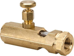 LDI Industries - 1/4 Outlet Thread, 1/4 Inlet Thread, Brass, Straight Valve, Oil Reservoir Needle Valve - 1 Outlet, FNPTF Inlet Thread, FNPTF Outlet Thread - All Tool & Supply