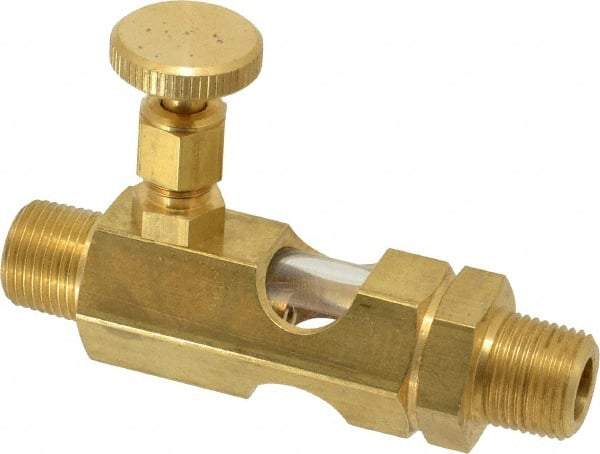 LDI Industries - 3/8 Outlet Thread, 3/8 Inlet Thread, Brass, Straight Valve, Oil Reservoir Needle Valve - 1 Outlet, MNPTF Inlet Thread, MNPTF Outlet Thread - All Tool & Supply