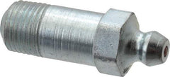 Alemite - Straight Head Angle, 1/8 PTF Steel Standard Grease Fitting - 7/16" Hex, 1-1/4" Overall Height, 25/32" Shank Length, 10,000 Operating psi, Zinc Plated Finish - All Tool & Supply