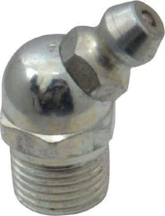 Alemite - 45° Head Angle, 1/8 PTF Steel Standard Grease Fitting - 7/16" Hex, 57/64" Overall Height, 19/64" Shank Length, 10,000 Operating psi, Zinc Plated Finish - All Tool & Supply