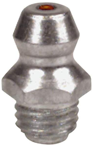 Alemite - Straight Head Angle, 1/4-28 NPT Steel Standard Grease Fitting - 5/16" Hex, 31/32" Overall Height, 5/8" Shank Length, 10,000 Operating psi - All Tool & Supply