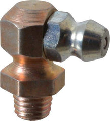 Alemite - 90° Head Angle, 1/4-28 Taper Nickel/Copper Thread-Forming Grease Fitting - 3/8" Hex, 3/4" Overall Height, Zinc Plated Finish - All Tool & Supply