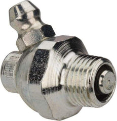 Alemite - 60° Head Angle, 1/8 PTF Nickel/Copper Shut-Off Grease Fitting - 5/8" Hex, 1" Overall Height, 17/64" Shank Length, Zinc Plated Finish - All Tool & Supply