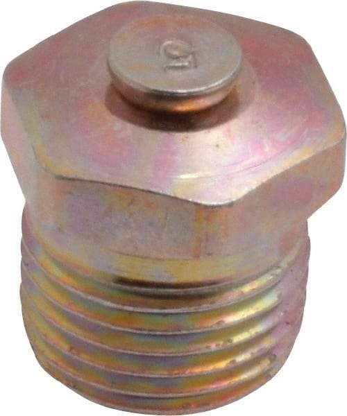 Alemite - 1/8 Thread, 1 to 5 psi Relief Pressure, Steel, Zinc Plated, Relief Vent - 7/16" Hex Flats Diam - All Tool & Supply