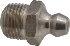 Alemite - Straight Head Angle, 1/8 PTF Nickel/Copper Standard Grease Fitting - 7/16" Hex, 3/4" Overall Height, 5/16" Shank Length - All Tool & Supply