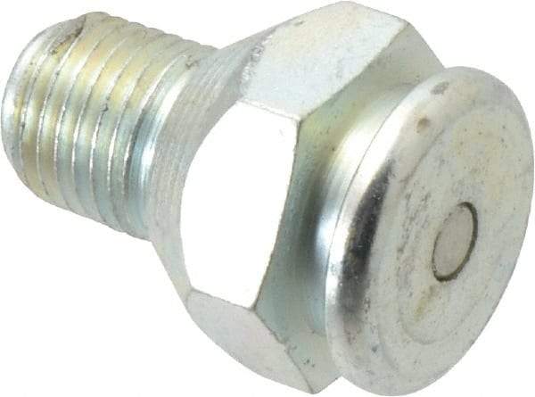 Alemite - Straight Head Angle, 1/4 NPTF Button-Head Grease Fitting - 7/8" Hex, 1-1/4" Overall Height, 1/2" Shank Length, 15,000 Operating psi, Zinc Plated Finish - All Tool & Supply