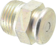 Alemite - Straight Head Angle, 1/2 NPTF Button-Head Grease Fitting - 7/8" Hex, 1-1/16" Overall Height, 1/2" Shank Length, 15,000 Operating psi, Zinc Plated Finish - All Tool & Supply